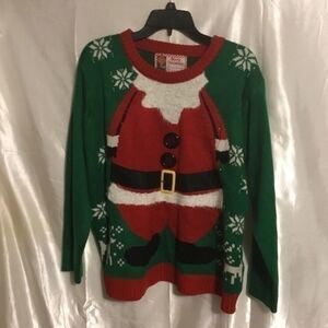 Christmas Holiday Santa Body Red Green Light Up Sweater XL